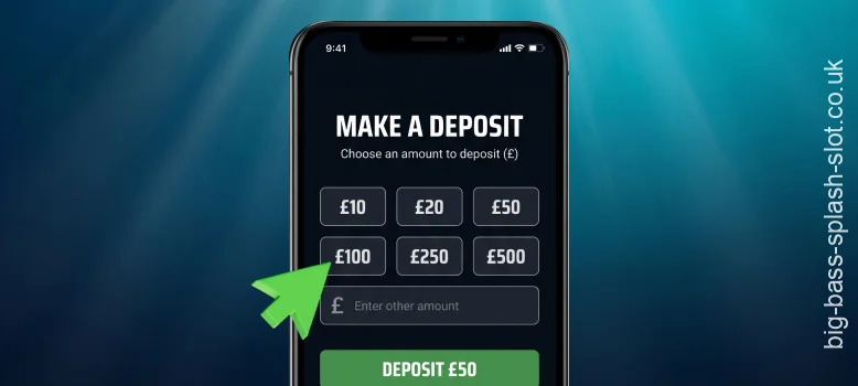 Set your stake in pounds between 0.10 and 250 per spin before playing Big Bass Splash