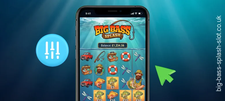 To begin Big Bass Splash, turn on the audio and switch your device to portrait mode for the best view